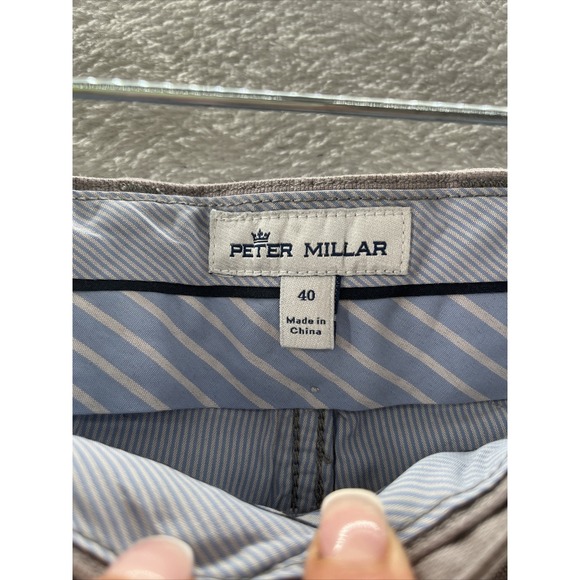 Peter Millar Pants Mens Sz 40x30 Gray Khaki Chinos Flat Front Pants - Picture 2 of 7